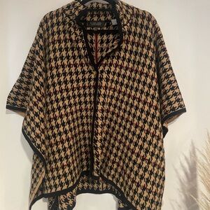 Evan Picone Black Tan Label Houndstooth Knit Sweater Sz S